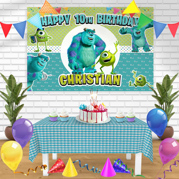 Monsters Inc James P Sullivan Mike Wazowski Bn Birthday Banner Personalized Party Backdrop Decoration