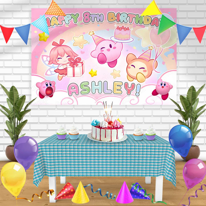 Nintendo Kirby Birthday Celebration Pink Bn Birthday Banner Personalized Party Backdrop Decoration