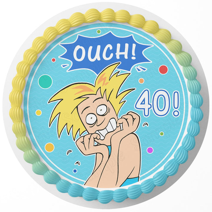 Ouch 40 Edible Cake Toppers Round