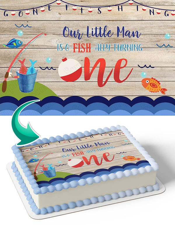 Our Little Man is Ofishally Turning One Edible Cake Toppers