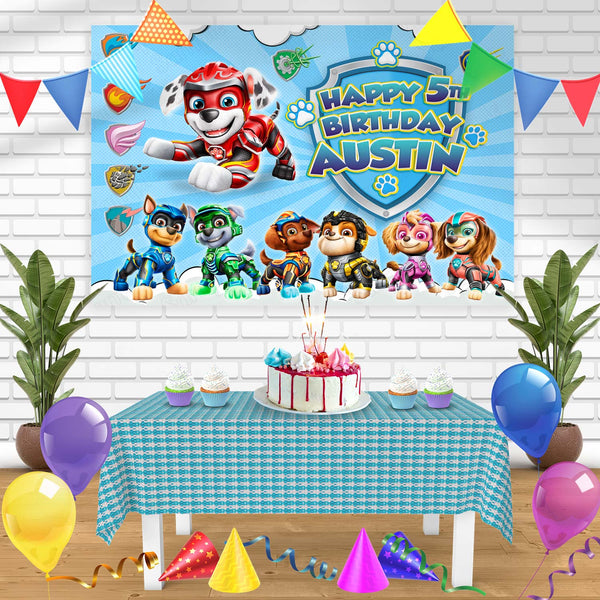Paw Patrol Mighty Pups 2024 Bn Birthday Banner Personalized Party Backdrop Decoration