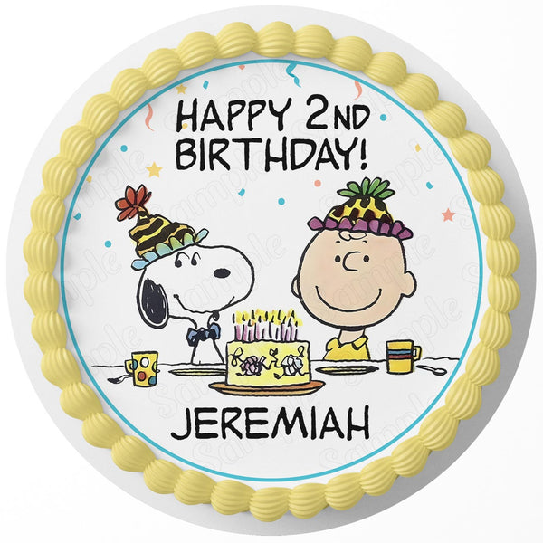 Fun Kids Snopp Brown Themed Charlie Edible Cake Toppers Round