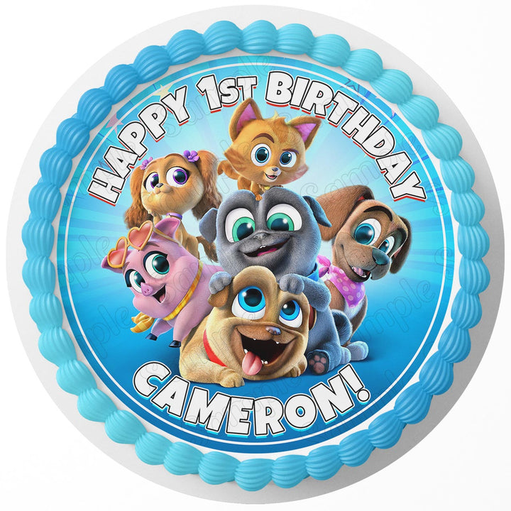 Puppy Dog Kids Boys Girls Fun Edible Cake Toppers Round