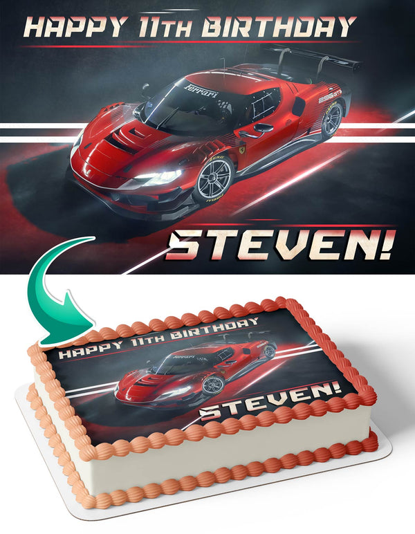 Red Ferrari 296 GT3 Edible Cake Toppers