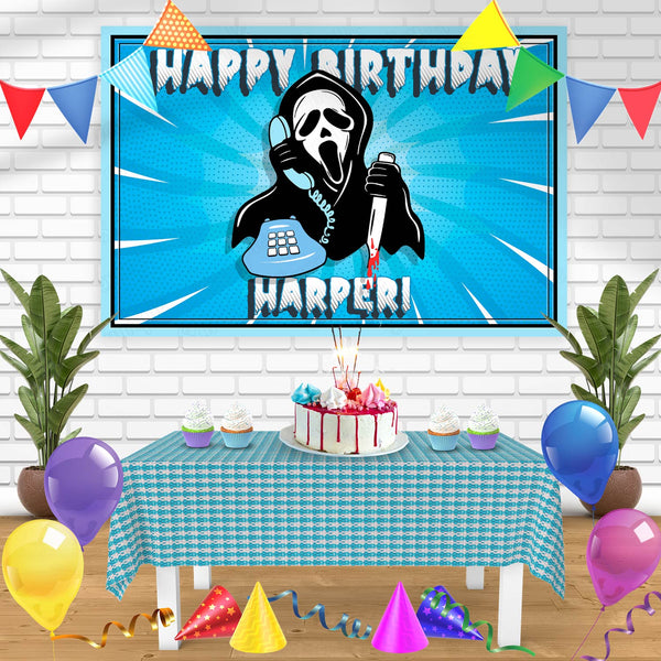 Scream Calling Ghost Face Boys Bn Birthday Banner Personalized Party Backdrop Decoration