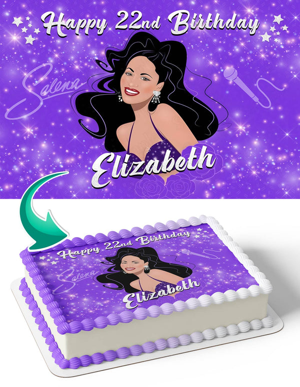 Selena Quintanilla Purple Silver Edible Cake Toppers