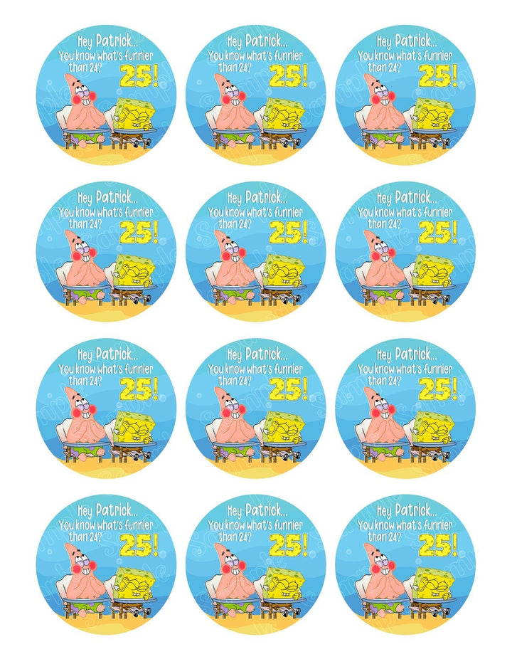 Sponge Funnier 24 25 Cupcakes Edible Cupcake Toppers