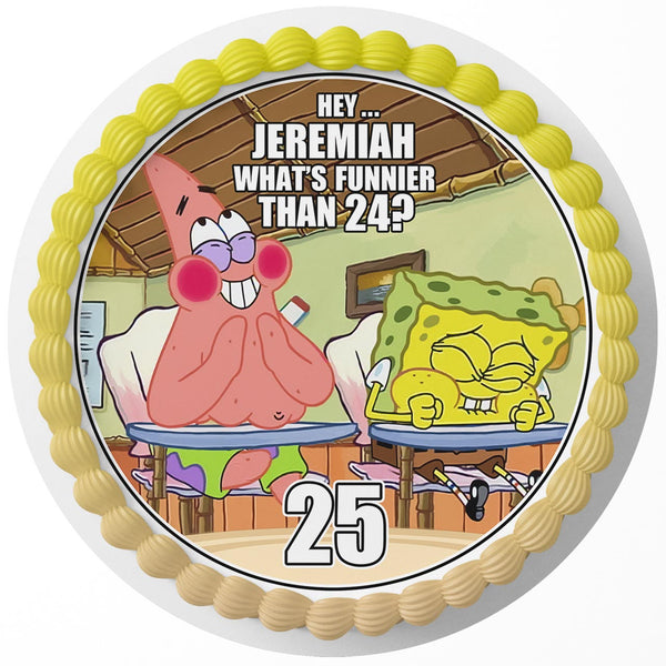 Spongebob Squarepants Patrick 25th Birthday Meme Rd Edible Cake Toppers Round