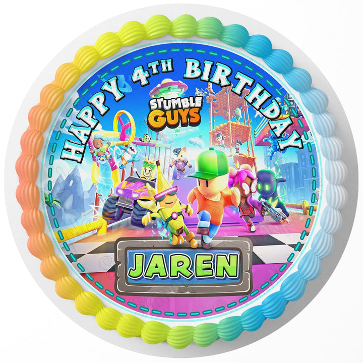 Stumble Kids Fun Guy Game Edible Cake Toppers Round