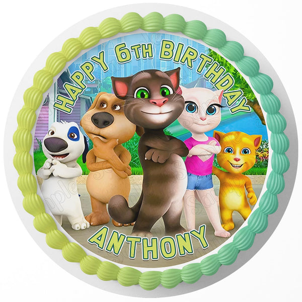 Talking Tom Friends Rd Edible Cake Toppers Round