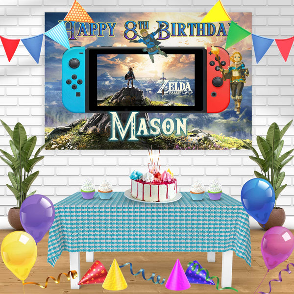 The Legend of Zelda Breath of the Wild Nintendo Switch Bn Birthday Banner Personalized Party Backdrop Decoration