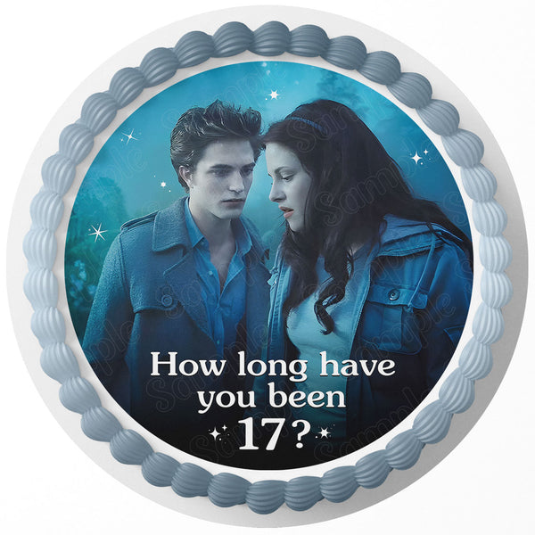 The Twilight Saga How Long Have You Been 17 Meme Bella Swan and Edward Cullen Rd Edible Cake Toppers Round