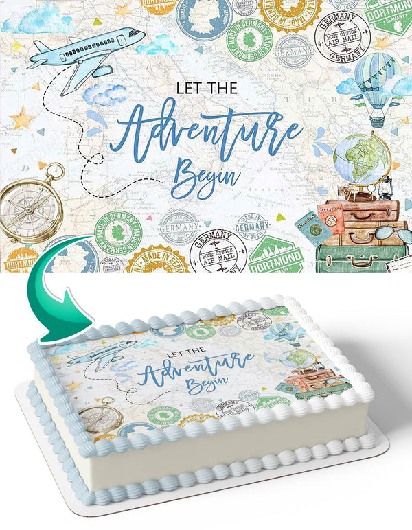 What a Onederful World Airplane World Map Travel Edible Cake Toppers