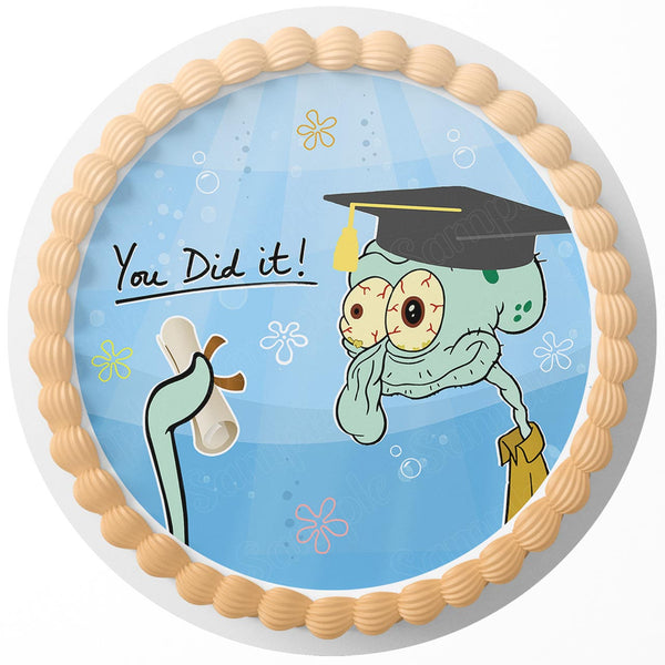 You Did it College Graduation Squidward Spongebob Meme Rd Edible Cake Toppers Round