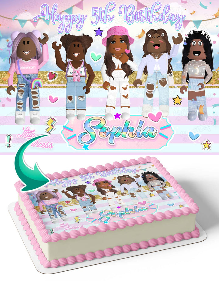 Afro American Roblox Black Girls Edible Cake Toppers