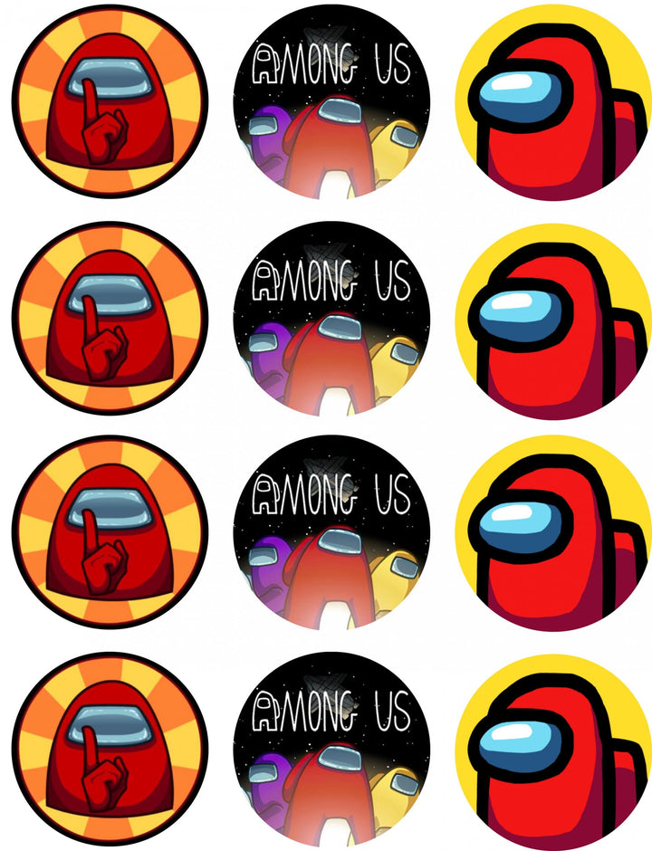 Among Us Gamers Kids Edible Cupcake Toppers