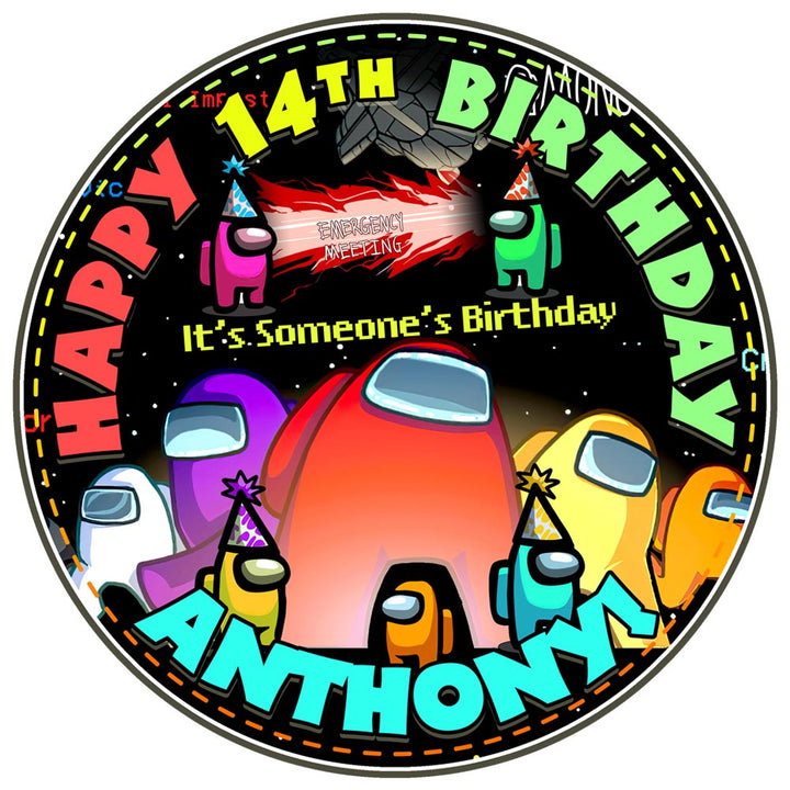 AmongKids Gamers Us Edible Cake Toppers Round