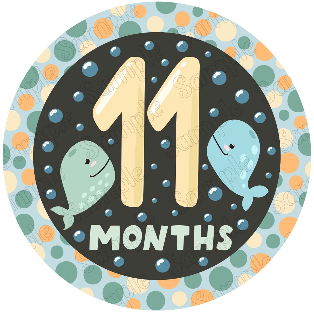 Month Topper Baby 11 Months Edible Cake Toppers Round – Ediblecaketopper