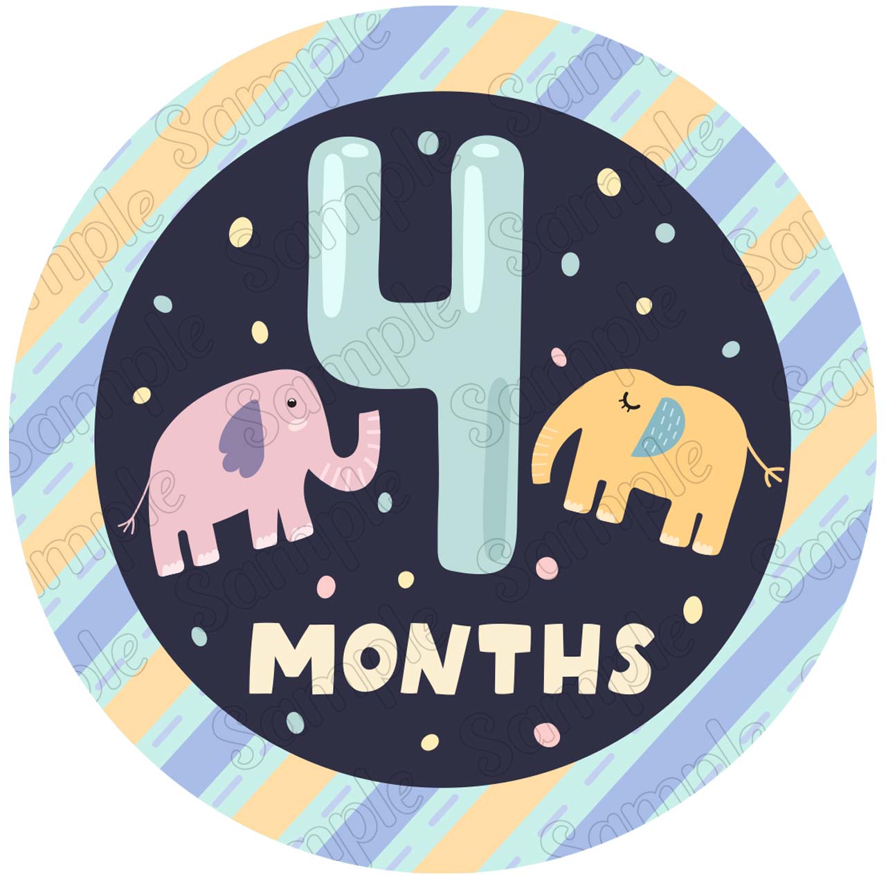 Month Topper Baby 4 Months Edible Cake Toppers Round – Ediblecaketopper