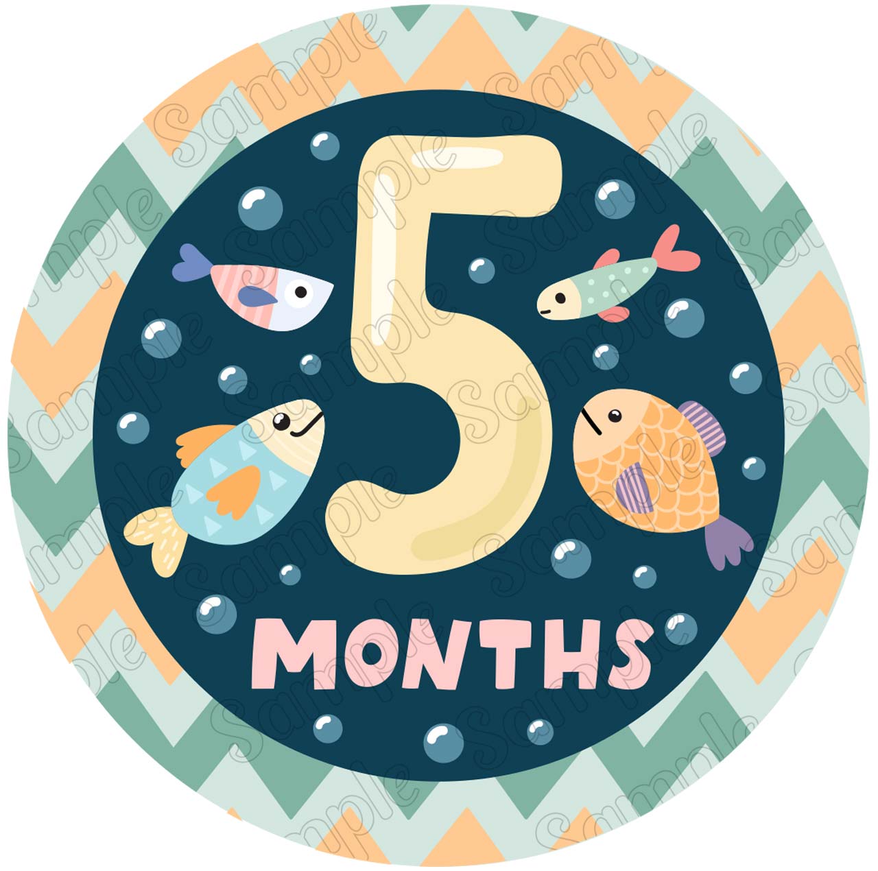 Month Topper Baby 5 Months Edible Cake Toppers Round – Ediblecaketopper