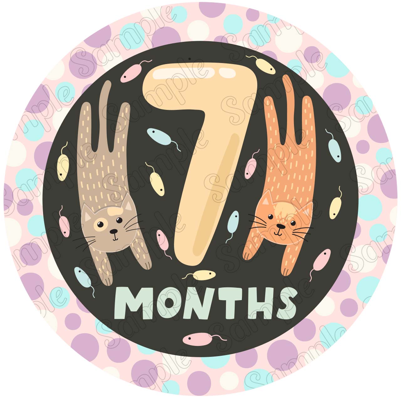 Month Topper Baby 7 Months Edible Cake Toppers Round – Ediblecaketopper