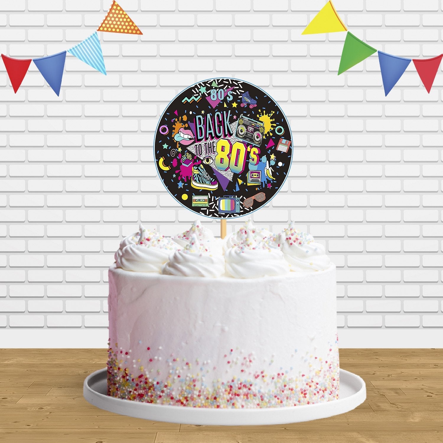 Back To 80s Party Disco Retro Nostalgia Cake Topper Centerpiece Birthd ...