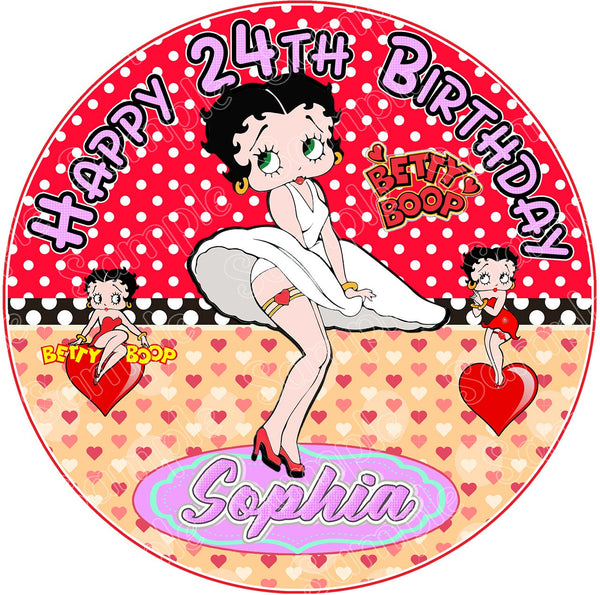 Betty Cute Boo Girls  Edible Cake Toppers Round