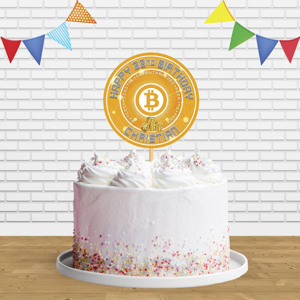 Bitcoin Crypto Money Cryptocurrency Cake Topper Centerpiece Birthday Party Decorations CP67