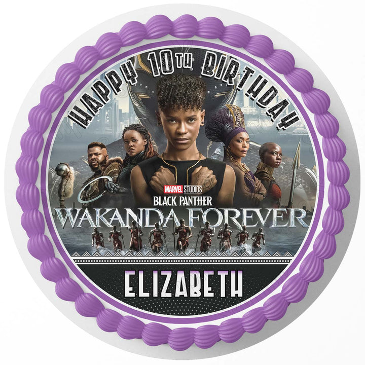 Black Panther Wakanda Forever Edible Cake Toppers Round