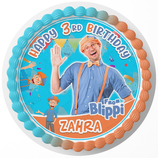 Blipphi Kids Orange Fun Boys Girls Edible Cake Toppers Round