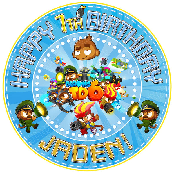 Bloon Gamer Kids Fun Edible Cake Toppers Round