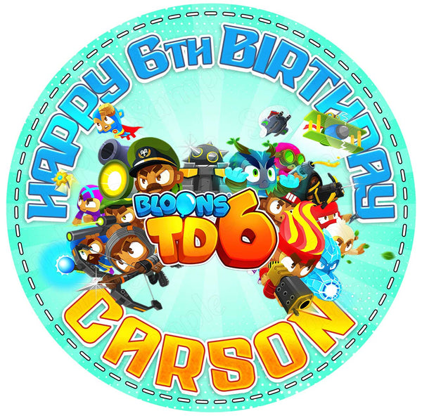 Bloons Gamers Kids Fun Deco Edible Cake Toppers Round