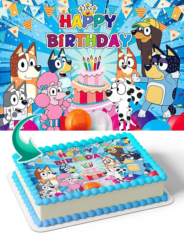 Bluey Characters Rainbow ColorBRC Edible Cake Toppers