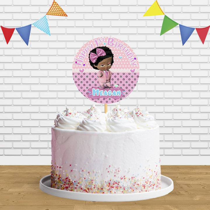 Baby African American Girl Cake Topper Centerpiece Birthday Party Decorations CP89