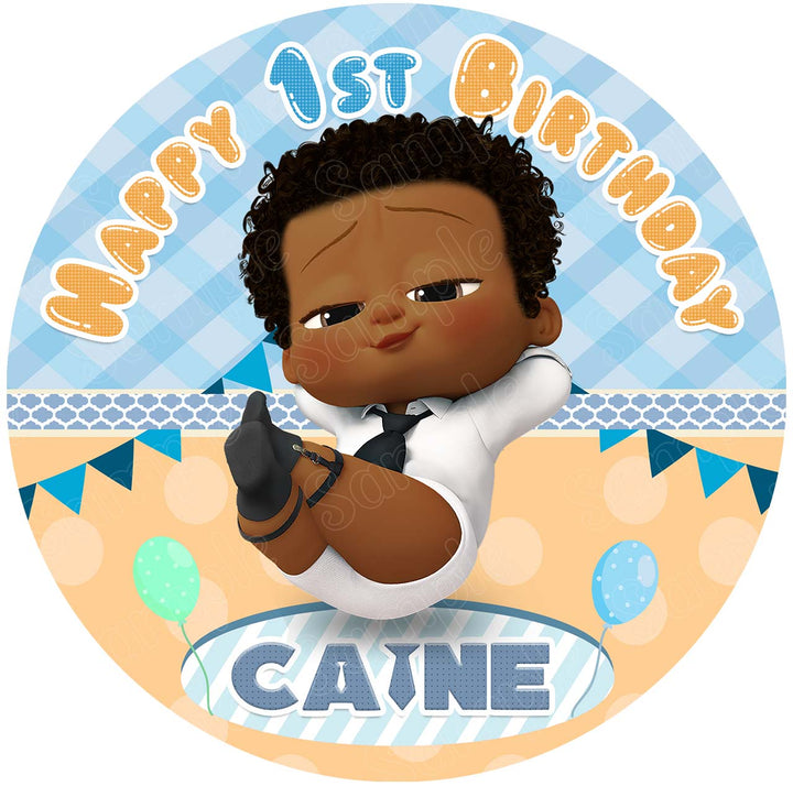 Boss Baby African American Edible Cake Toppers Round