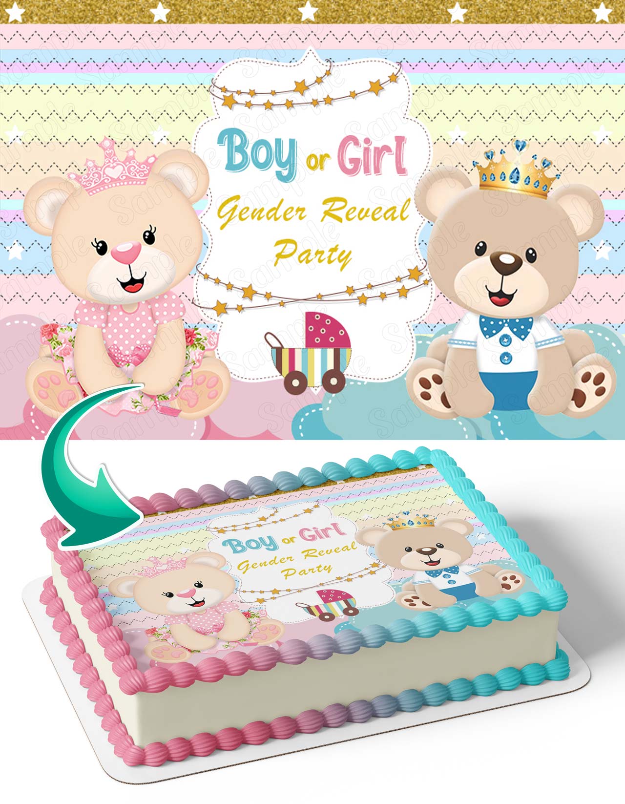 Boy or Girl Gender Reveal PartyBGR Edible Cake Toppers – Ediblecaketopper