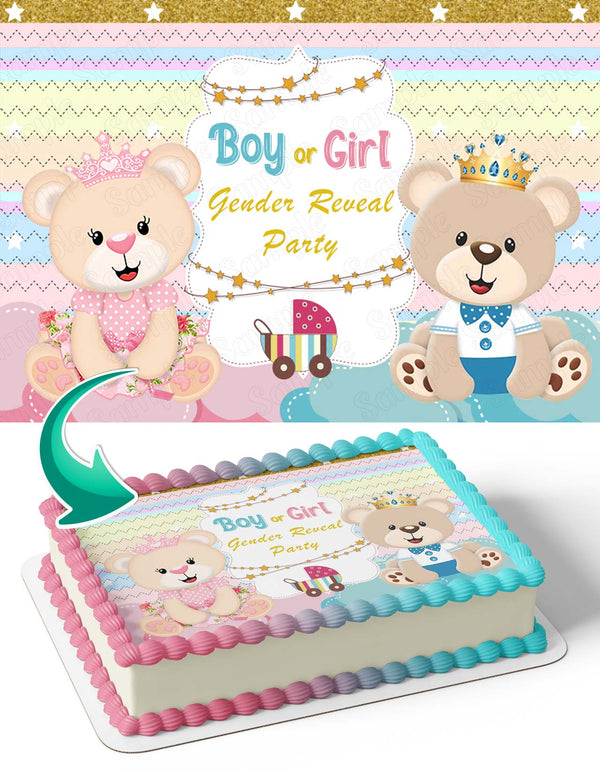 Boy or Girl Gender Reveal PartyBGR Edible Cake Toppers