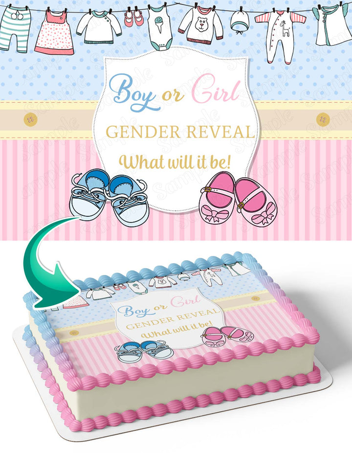Boy or Girl Gender Reveal What Will It Be BOG Edible Cake Toppers