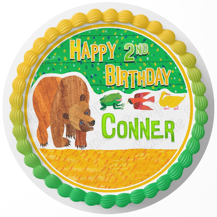 Brown Bear Kids Fun  Edible Cake Toppers Round