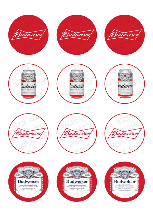 Bud Beer Weiser Edible Cupcake Toppers