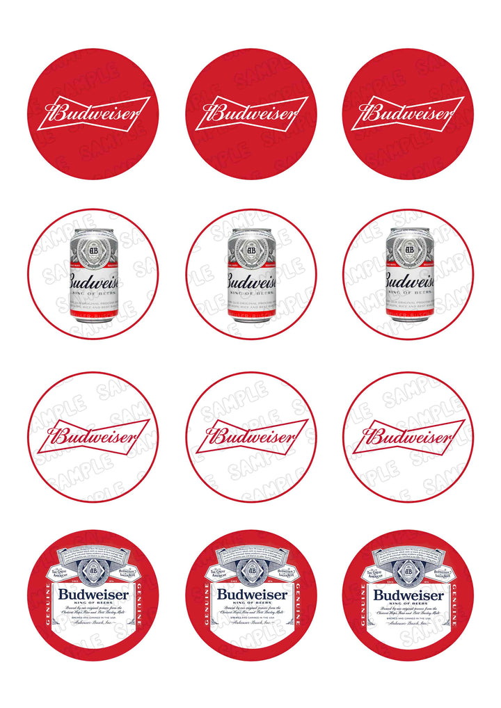 Bud Beer Weiser Edible Cupcake Toppers