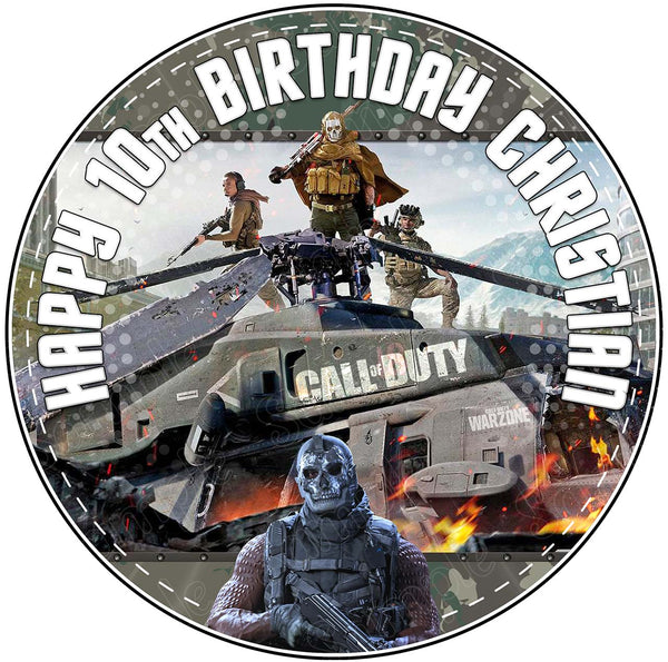 War Zone Gamers Duty Edible Cake Toppers Round