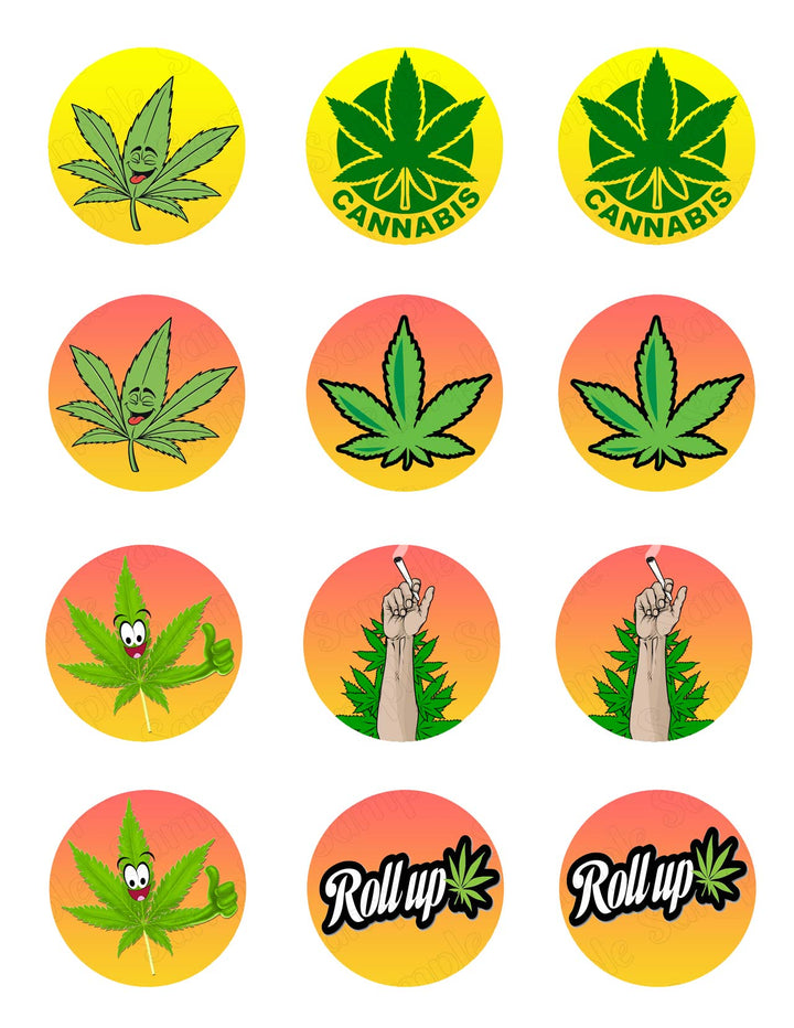 Cannabis Marihuana Marijuana Edible Cupcake Toppers