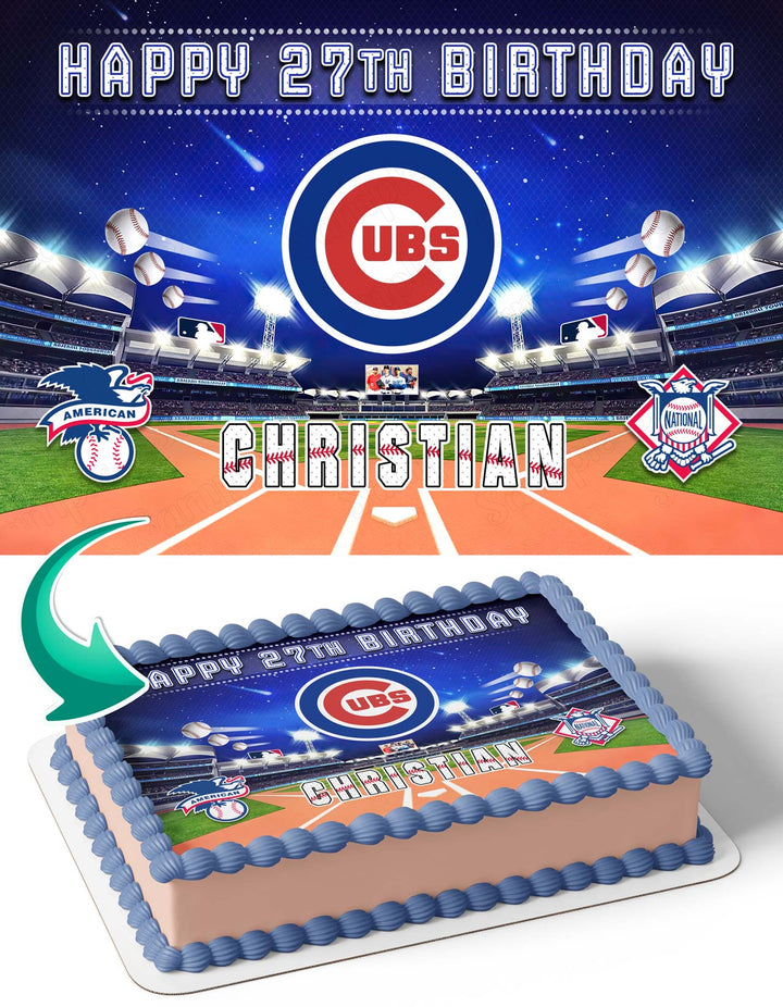 Chicago Cubs Baseball Edible Cake Toppers