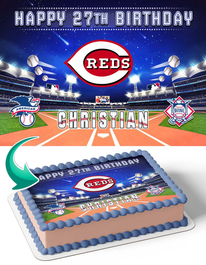 Cincinnati Reds Baseball Edible Cake Toppers