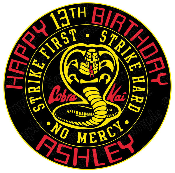 Cobra Kai Karate No Mercy Edible Cake Toppers Round