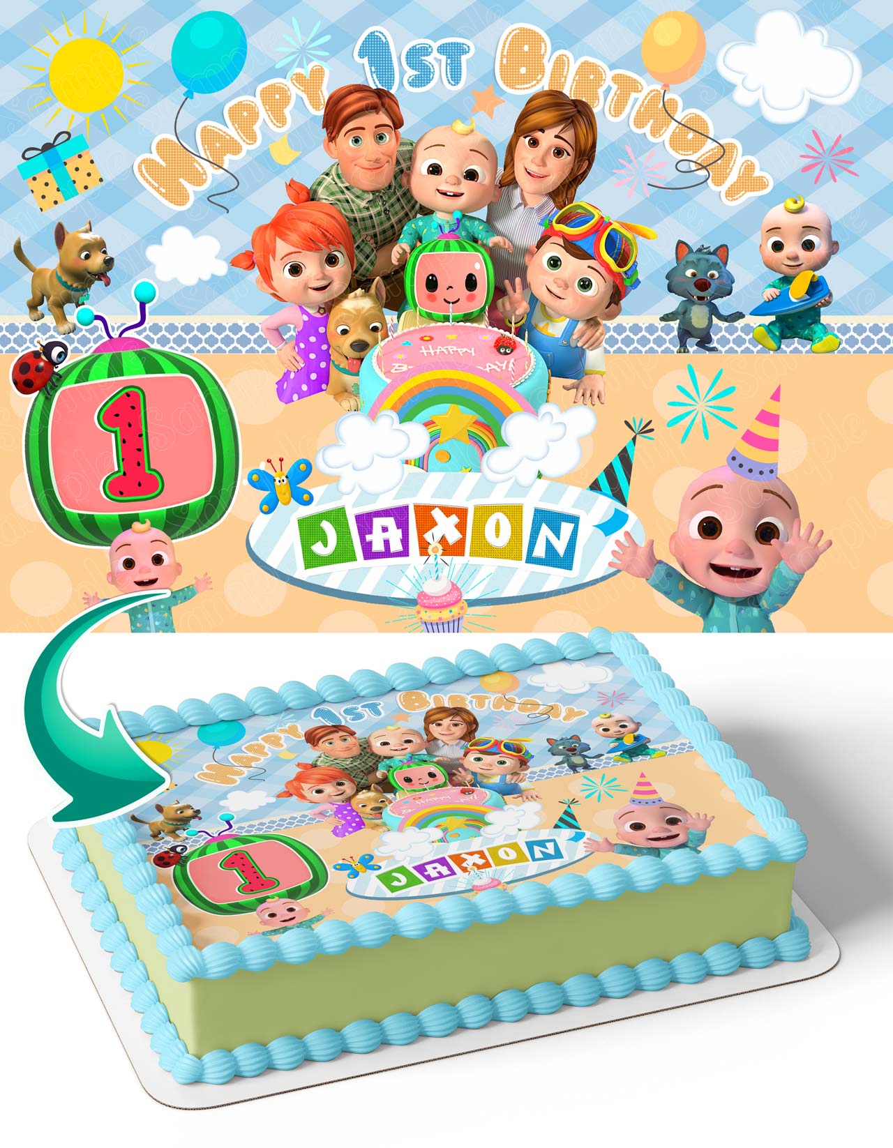 Topper Meilon Cocomelon Coco Melon Nursery Edible Cake Toppers – Ediblecaketopper