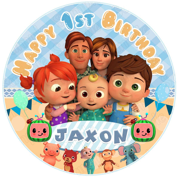 Cocomellon Kids Boys Girls Edible Cake Toppers Round