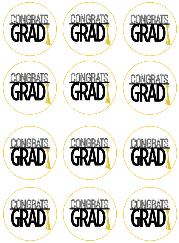 Congrats Grad Edible Cupcake Toppers