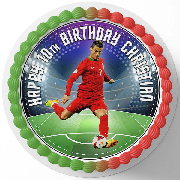 Cristiano Ronaldo CR7 Edible Cake Toppers Round